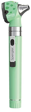 Otoscope pédiatrique SPENGLER Smartled 5500, Diagnostic Médical, Technologie LED et Fibre Optique, Ultra-Lumineux, Rendu des Couleurs Parfait (Vert - Pédiatrique)