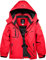 GEMYSE Jungen Skijacke Winter Wasserdicht Winddicht mit Kapuze Outdoor Regenjacke Fleecejacke (Rot,152-158)