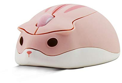 Adorable souris sans fil USB optique portable pour ordinateur portable Motif hamster Rose