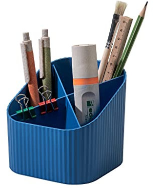 HAN Schreibtischköcher KARMA, mit 4 Fächern, umweltfreundlich aus 80-100 prozent Recyclingmaterial, Stiftehalter, 17248-16, öko-blau