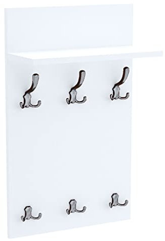 AKKE Garderobenpaneel Wandgarderobe Mit Ablage Wandpaneel Garderobe PVC Medi 90x50 cm CHROM | WEISS