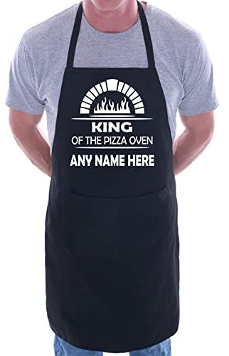 Print4U King Of Pizza Customise This Apron Your Name Here BBQ Baking Cooking Black