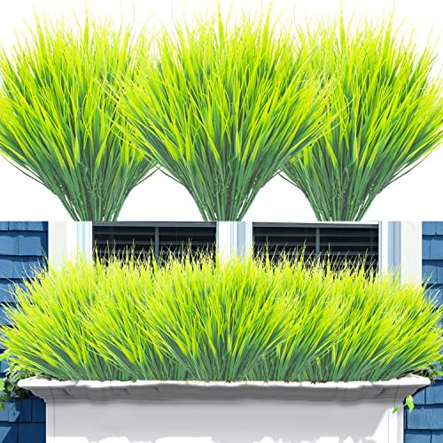 20 Stück künstliche Gräser künstliches Weizengras Outdoor UV-beständige Pflanzen Kunststoff Pflanzen Garten Veranda Fenster Box Dekor (Gras)