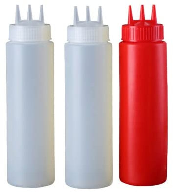 vepoty Squeeze Bottle 3pcs 3 Hole Condiment Bottles for Ketchup Mustard Salad Dressing Seasoning Squeezer Kitchen Accessories