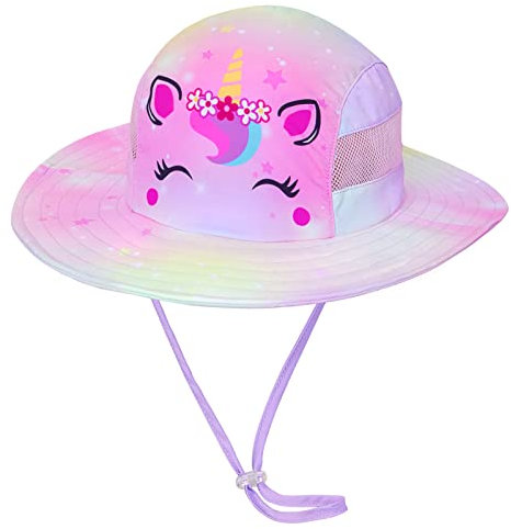 Beinou Sonnenhut Kinder Sonnenmütze UPF 50+ Sonnenschutz Breite Krempe Sommer Hut Baby Hüte Mädchen Mützen Sonnenkappe Strandhut Wasserdicht Caps mit Kinnriemen Schachtelhalm Loch