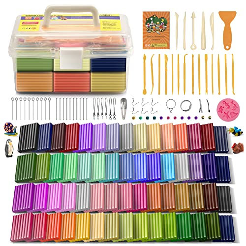 Aestd-ST Polymer Clay 60 Colors, Modeling Clay for Kids DIY Starter Kits, Oven Baked Model Clay, Non-Toxic, Non-Sticky,with Sculpting Tools, Gift for Children and Artists.