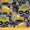 Stoff für Jungen Bagger Meterware Traktoren Polsterstoff Ausrüstung LKW Dekorationsstoff für Kinder Mädchen Kinder Heimwerken Baufahrzeuge wasserdichter Stoff 92 x 150 (HxB) grau gelb