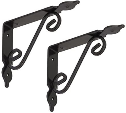 BRESKO Regalwinkel Regalhalter Regalträger Regalkonsole Wandträger Wandkonsole Wandregal Antik 2 Stück (Schwarz, 140x110 mm)