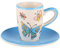 Mila Keramik Espresso-Tasse mit Untere Summer Beauty Schmetterlings-Kaffee-Tasse inklusive Unterteller mit Frühlings-Motiven für Kaffee-Genuss als Geschenk