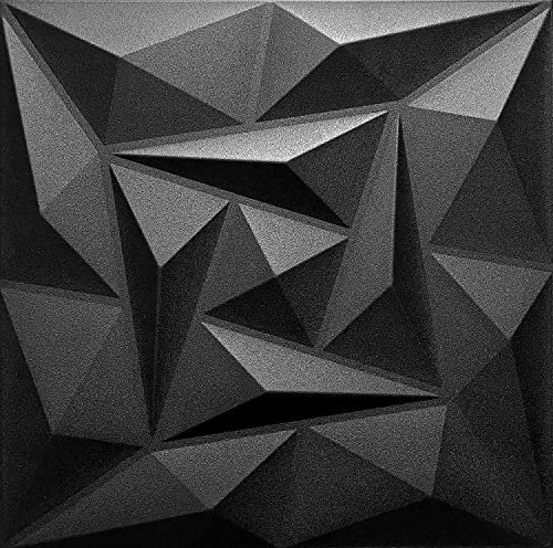 Eurodeco 3D Wandpaneele - 3D Wandverkleidung Paneele - Dekoren Deckenpaneele - Wanddeko Platten - Wandtattoos aus Polystyrol XPS Styropor - 50 x 50 cm, 3 mm Stärke, Schwarz Quarz, 12 Stück (3m²)
