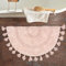 Halbkreis-Boho-Badezimmerteppich mit Quasten, 100 % Baumwolle, handgewebt, rutschfest, saugfähig, Badteppiche mit Teppichpolster, waschbar, Boho-Badematte, Teppich für Badewanne, 50.8x81.3 cm, Rosa