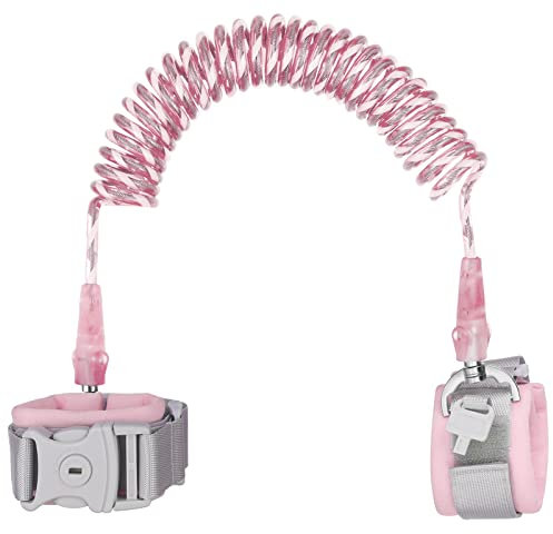 Pinenuts Anti Lost Wrist Link Belt, 2.5M Toddler Safety Harness Walking Leash, Kids Wrist Strap Children Wrist Reins with Security Lock, Elastic Walking Hand Belt for Boys Girls