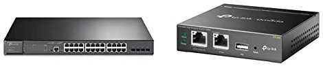 TP-Link TL-SG3428MP 28-Port Gigabit L2+ Managed Switch mit 24 PoE+ Ports, Schwarz, v2.0 & OC200 Omada Hybrid PoE Hardware Controller für EAP Serie, USB Port für automatisches Backup, grau metallic