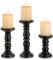 Inweder Bougeoirs en Bois pour Bougies Piliers Lot de 3 Porte-Bougies Vintage Noir Bougeoir en Bois Rustique Chandelier Chic pour Centre de Table de Mariage, Décoration d'Intérieure, Cheminée, Noël
