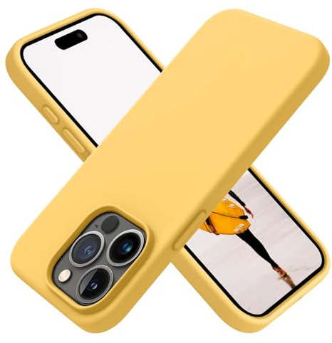 OTOFLY Compatible with iPhone 15 Pro Case, Silicone Shockproof Slim Thin Phone Case for iPhone 15 Pro(6.1 inch), (Yellow)