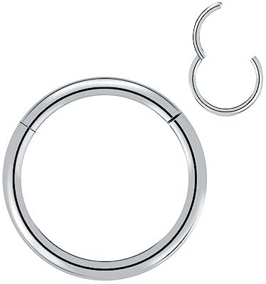 Artskin Grad 23 Titanium Scharnier Nase Ringe Hoops Körper Piercing Ringe Helix Knorpel Rook Ohrringe 20G 18G 16G, Durchmesser 6mm-10mm Schwarz/Silber/Gold/Rose Gold/Pink