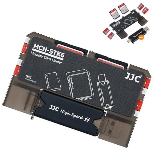 Compact Slim SD MSD TF Card Holder Case with Memory Card Reader USB 3.0, Storage for 2 SD SDHC SDXC + 4 Micro SD MicroSDHC MicroSDXC Cards, Portable Carrying TF SD Card Case -Memory Card Not Included