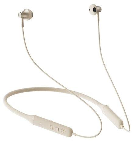 iKF W1 Auricolari Wireless, Cuffie Bluetooth con Filo, impermeabili IPX4, auricolari in-ear con ENC microfono, basses profondes stéréo HiFi, 25 ore di riproduzione per palestra per, Bianco sporco
