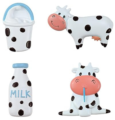 CHOOLD Niedliche 3D niedliche Kuh und Milchflasche Muster Kühlschrank Magnete Büro Magnete Kalender Magnet Whiteboard Magnete Heimdekoration (Set von 4)