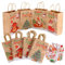 Weihnachtsdekoration, 24 Stück Weihnachtskraft Geschenktüten Weihnachtspapiertüten mit Griffen und 50 Stück Weihnachten Aufkleber für Weihnachts Dekoration Geschenken Partybedarf