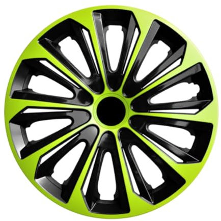 Luckyberg Radkappen 14 Zoll Strong | Radzierblenden 4er-Set für die meisten Automarken und Stahlfelgen, Zierkappen in vielen Farben. Felgenabdeckung für Autofelgen. (14 - GRÜN/SCHWARZ)