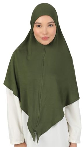 Prien Kopftuch Damen mit reißverschluss, Muslim Hijab Kleider, Muslimische Lang Konfektions Schal, Frauen Kopftücher Gebetskleidung, Abaya, Khimar, Türkisch Islamische Kleidung (Khaki)