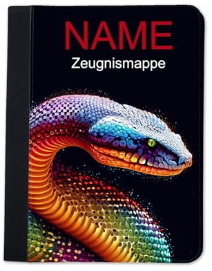 Zeugnismappe mit Namen | Zeugnismappe personalisiert | mit Klarsichthüllen A4 + | Urkundenmappe | personalisierte Dokumentenmappe mit Platz für U-Heft, Impfpass, Schwimmpass, Fahrradpass (Schlange)