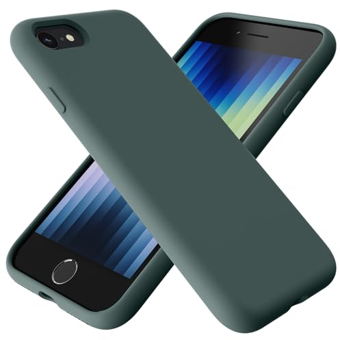 TAXXOE Liquid Silicone Case Compatible with iPhone SE 2020/2022, iPhone 8/7, 4.7 Inch, Soft-Touch, Shockproof, DustProof, Antiskid Full Body Phone Cover for iPhone SE - Pine Green