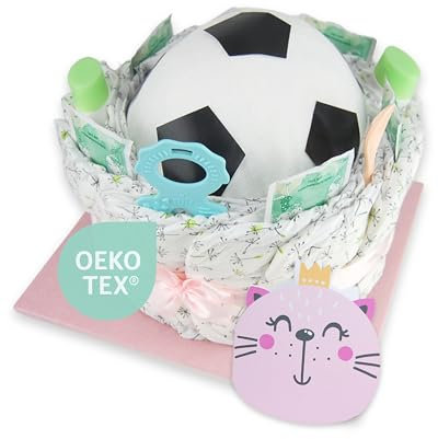 Windeltorte.com ® Windelfußball für kleine Kicker - [WOWeffekt garantiert] | Geschenk zur Geburt | Taufgeschenk | Geschenk zur Babyparty – Jetzt Bilder ansehen (Rosa/Mädchen)