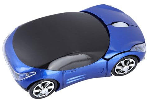 Bewinner 2,4 G Kabellose Maus, Auto-Maus, Coole Sportwagen-Form, 2,4 GHz Kabellose Maus, Optische Kabellose Mäuse mit USB-Empfänger, Kabellose Maus, Optische Maus 1600 DPI für (Blue)