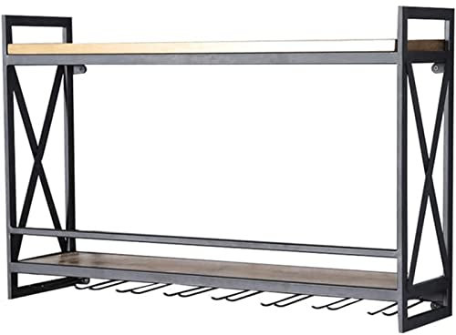 OATTIS Jahrgang Weinschrank Industrieller Wand-Weinschrank aus Metall Doppelschicht-Weinhalter Multifunktions-Display-Regal Schrank Küchenbar Exquisit