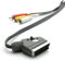 VIVANCO Scart auf Cinch-Verbindung, IN und OUT, Scart Stecker zu 3x Cinch Stecker, per Schalter wählbar, 2m