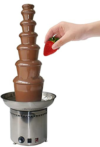 Machine électrique Maker Commercial Fontaine à Fondue au Chocolat, Pot Fusion Sauce en Acier Inoxydable à 4/5/6/7 Niveaux/Machine Cascade Chocolat Fromage au Beurre B