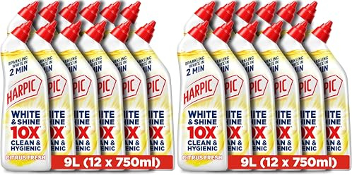 Harpic Toilet Cleaner Bleach White and Shine, Citrus, Pack of 24