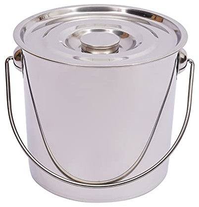 TuliperMood Cubo de acero inoxidable con tapa, cubo de acero inoxidable, jardín, cubo industrial jardín, olla de sopa (12 l)
