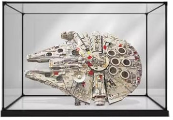 FEIFANBOYANG Acryl-Vitrine für Lego 75192 Millennium Falcon Modell, staubdicht, transparent, Sammlungen, Vitrine (nur Displaybox) (weißer Sockel)