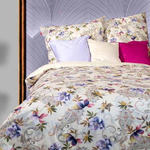 Fleuresse Mako-Satin Bettwäsche 135x200 Paisley Blüten Wende beige 114486-7