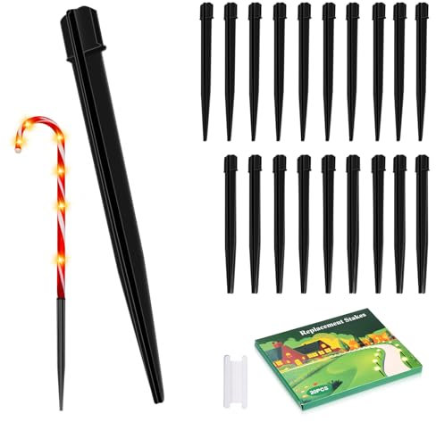 HELESIN 20 Stück Schwarz Kunststoff Erdspieß Stangen Solarleuchten Spieß Ersatz ABS Leuchten Stangen Ground Spikes Stakes Solar Lichter Spikes Ersatz für Gartenlicht LandschaftsSicherheitslicht