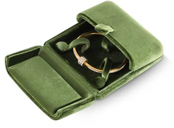 Dansmiy Bracelet Gift Box for Women, Resilient Velvet Bangle Display Box | Bangle Holder Box, Velvet Bracelet Box for Jewellery Gift Packaging, Birthday Jewellery Display, Snap Button, Olive Green