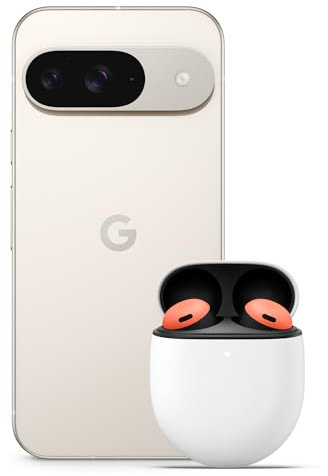 Google Pixel 9 - Smartphone Android Desbloqueado con Gemini - Porcelana, 128GB + Pixel Buds Pro - Auriculares de botón inalámbricos con Cancelación de Ruido Activa - Coral
