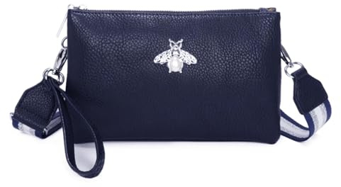 LeahWard Women's Wristlet Purse,Cross Body Bag For Women, Small Messenger Bag, 2 Compartment Cross Body Bag (Navy Bee)