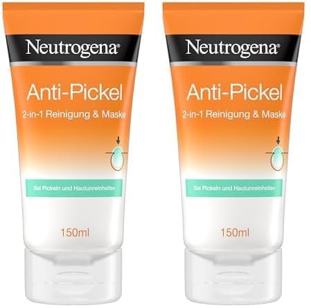 Neutrogena Anti-Pickel 2-in-1 Reinigung & Maske, Mit klärender Salicylsäure gegen Pickel und Unreinheiten, 150 ml (Packung mit 2)