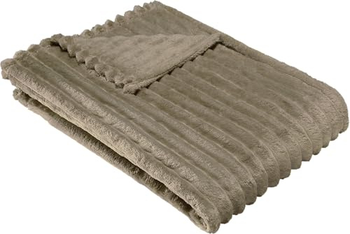 Erwin Müller Wohndecke Aosta Fleece in Cordoptik Taupe Größe 150x200 cm