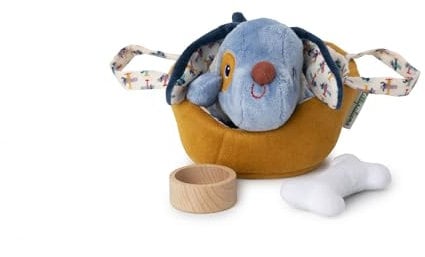 LILLIPUTIENS - Peluche Jules Le Chien et Son Panier - Doudou Chien avec Panier et Accesoires - Bruit électronique d'aboiement - Stimule Imagination - Dès 12 Mois
