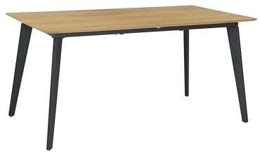 byLIVING Esstisch Oklahoma/mit Auszug/Tischplatte Eichen-Optik/mit Schweizer Kante/Gestell Metall schwarz/HPL-Beschichtung/Küchentisch / 160-200 x 90, H 76 cm