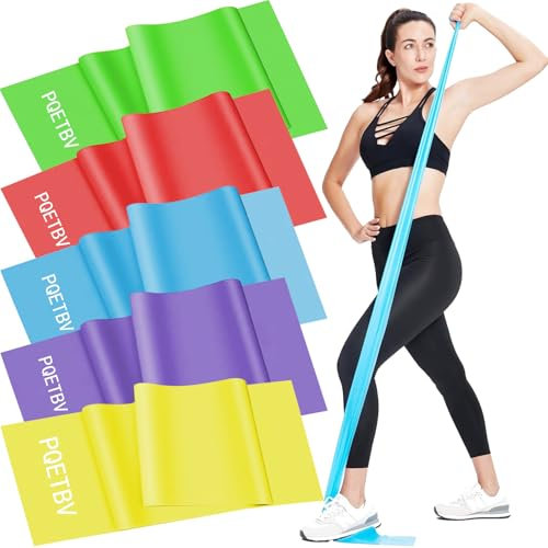 PQETBV Fitnessbänder Set 5er, 2M Fitnessband, 5 Widerstandsstufen Fitnessbänder, Trainingsband Fitnessband mit Ideal für Yoga, Pilates, Muskelaufbau, Physiotherapie