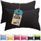 Kissenbezug Doppelpack 60x80 cm Schwarz mit verdecktem Reißverschluss - 2er Pack Kissenhülle Set Baumwolle Uni, Waschbar, Atmungsaktiv Mischgewebe