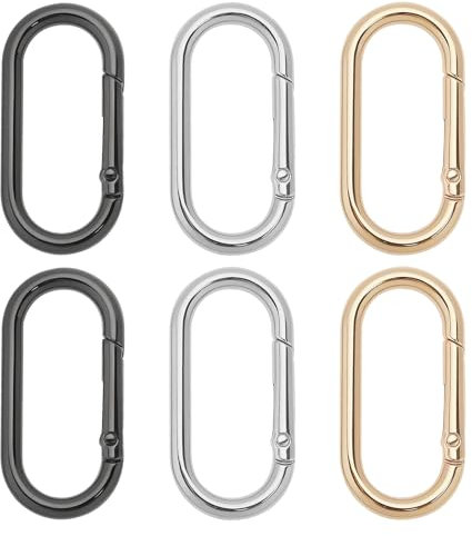 Create idea 6 Stück Feder-O-Ring-Clips Ovale Schnappclips Geldbörsengurte Schlüsselringe für 4,9 X 2,4 Cm Ovale Schnappclips Zinklegierung Schwarz Gold Und Silber für Taschen Handtaschen Basteln