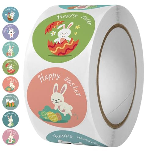 Whnbuij Osterhasen-Aufkleber – -Rollen-Aufkleber 1000, selbstklebende dekorative Etiketten | Osteraufkleber Kinder, Frohe Ostern Thema Aufkleber Basteln, Karten Kunst Ei Dekorieren Osterrolle