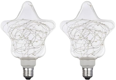 NCC-Licht 2 x LED Lampe E27 Sterne 1,5W RGB, dekorative Vintage Glühbirne mit Kupferdraht für Wohnraum und Deko